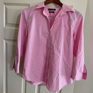 Lauren Ralph Lauren Pink White Gingham Medium? 10? No-Iron